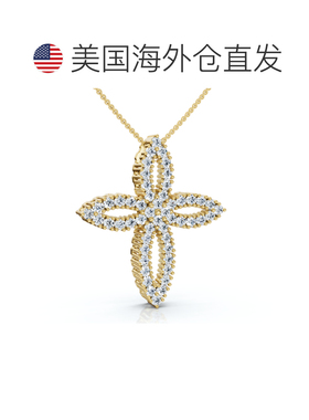 自营pompeii31/2 克拉 TW 钻石十字架宗教 10k 黄金实验室培育 18