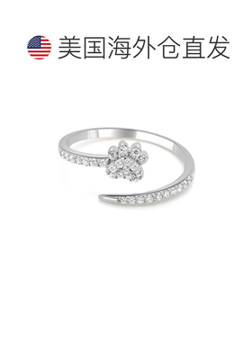 自营sabrina14K White Gold Diamond Dog Paw Open Ring - white