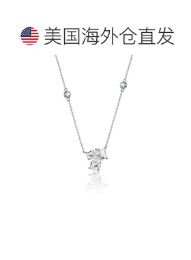 自营geneviveSterling Silver White Gold Plated with Cubic Zir