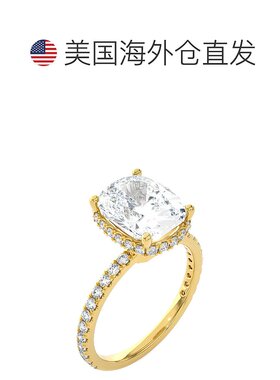 自营 pompeii3经认证的 4 1/2 克拉垫形钻石订婚戒指，侧面光环，