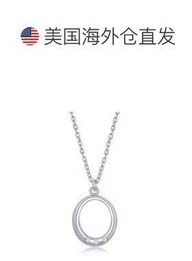 自营 simona925 纯银 0.03cttw 钻石开口椭圆形项链 - 银白色 美