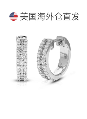 自营vir jewels2/3 克拉圆形实验室培育钻石圈形耳环 .925 纯银爪