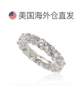 自营Suzy Levian 纯银方晶锆石角斗士镶嵌永恒戒指 - 白色 美国奥