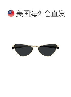 自营saint laurent金色SL 830 SL徽标金属猫眼太阳镜-黑色 美国奥