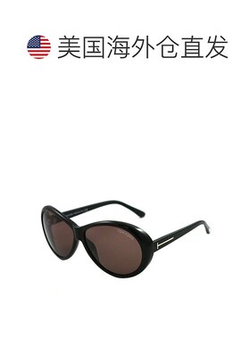 自营Tom Ford Sunglasses Oval Full Rim, Black Frame And Brown