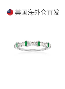 自营 ross-simons罗斯-西蒙斯钻石和。 14 克拉白金祖母绿戒指 -