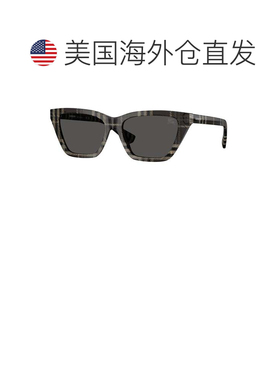 自营Burberry女士54毫米灰色格子太阳镜-灰色格子 美国奥莱直发