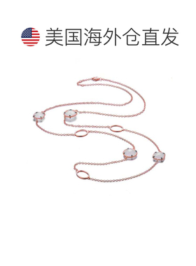 自营 GENEVIVE 纯银镀玫瑰金白色立方氧化锆站项链 - 粉红色 美国