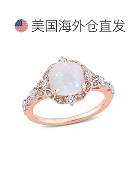 自营 mimi & max10K 玫瑰金 4/5 CT TGW 蛋白石白色蓝宝石和钻石