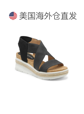 自营Men's Adrienne Vittadini Carrie Sandals  Black Wedge Hee