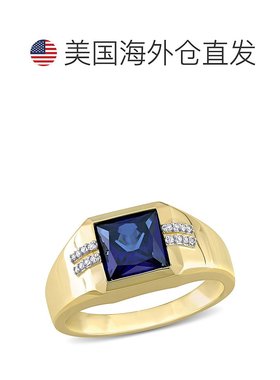 自营 10k 金 Mimi & Max 3 克拉 TGW 方形人造蓝宝石和钻石点缀男