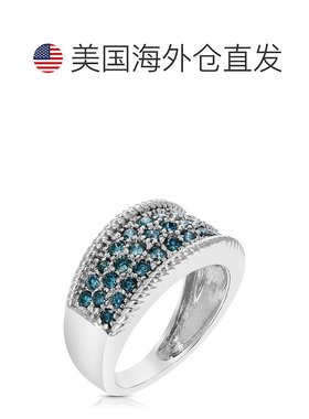 自营 vir jewels3/4 克拉蓝钻婚戒 14K 白金圆形爪镶 - 白色 美国