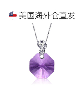 自营geneviveGv 纯银紫色立方氧化锆八角形项链 - 紫色 美国奥莱