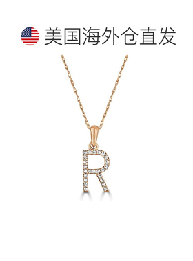 自营sabrina14k 玫瑰金和钻石初始项链 - 玫瑰 r 美国奥莱直发