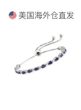 自营Ross-Simons 925 纯银镶钻蓝宝石 Bolo 手链 - 蓝色 美国奥莱