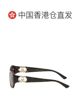 1h可退 香港直邮潮奢 Gucci 古驰 女士 棕色 Hailey Round 太阳镜