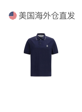 自营Brunello Cucinelli Cotton Polo Men's Shirt - blue 美国奥