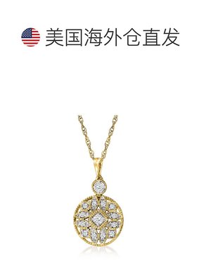 自营 Ross-Simons 钻石镂空圆形吊坠项链 18 克拉金镀在纯银上 -