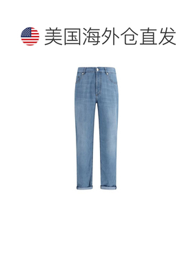 自营Brunello Cucinelli Cotton Relaxed Fit Men's Jeans - blue