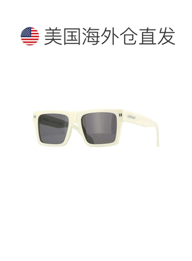 自营off-white米白色方形全边太阳镜，黑色镜架和蓝色镜片Oeri109