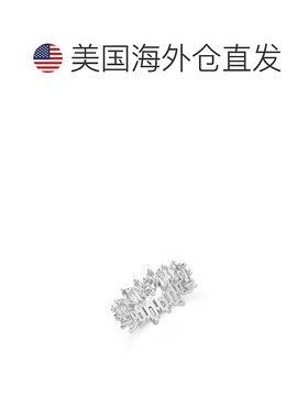 自营sterling forever925 纯银 CZ 交错永恒戒指 - 银白色 美国奥