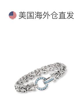自营 Ross-Simons 925 纯银天蓝色托帕石拜占庭手链 - 7 英寸 美