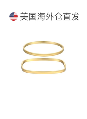 自营adornia抗变色18k镀金矩形和椭圆形袖口套装-金 美国奥莱直发