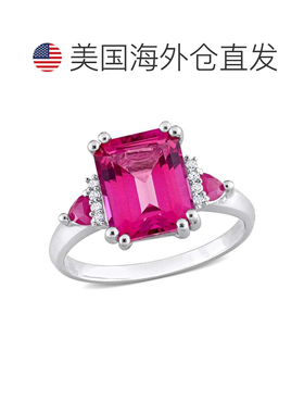 自营 925 纯银 Mimi & Max 女式 4 1/2 克拉 TGW 八角形切割粉色