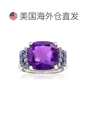 自营ross-simons 罗斯-西蒙斯紫水晶和 . 925 纯银坦桑石戒指 -