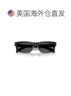 自营prada0Pr B11S Rectangular Acetate Sunglasses - black 美
