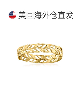 自营 Ross-Simons 意大利 14kt 黄金镂空叶子戒指 - 黄色 美国奥