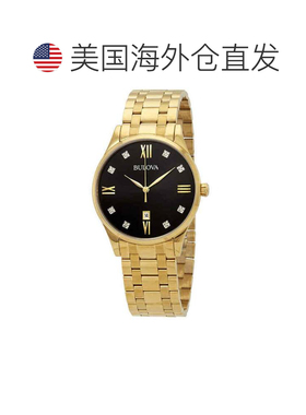 自营Bulova Men's Classic Black Round 40mm - black 美国奥莱直
