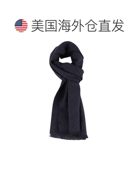 自营emporio armani人字纹新剪羊毛围巾-蓝色 美国奥莱直发配饰
