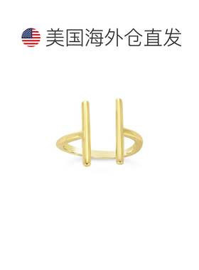 自营 sterling forever纯银双杠戒指 - 金 美国奥莱直发配饰