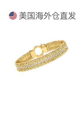 自营Ross-Simons CZ 拜占庭式手链 18kt 黄金英镑 - 7 英寸 美国