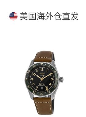自营Longines Spirit Zulu Time Grey Dial Leather Strap Men's