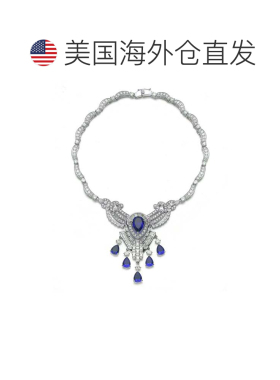 自营 genevive925 纯银立方氧化锆重蓝宝石泪珠项链 - 蓝色 美国
