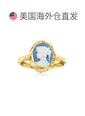 自营Ross-Simons 18kt 金镀在纯银上意大利蓝瓷浮雕浮雕戒指 - 黄