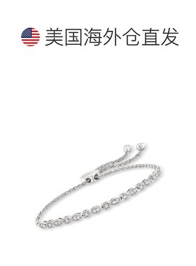 自营 925 纯银 Ross-Simons 钻石方形和榄尖形 Bolo 手链 - 白色