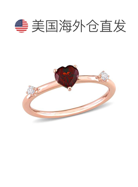 自营 mimi & max10k 玫瑰金 5/8 CT TGW 心形石榴石和白色托帕石