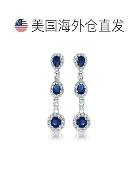 自营genevive925 纯银配蓝色蓝宝石九月诞生石和钻石立 美国奥莱