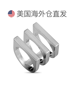 自营Georg Jensen戒指简约时尚银色扁平三环百搭日常  美国奥莱直