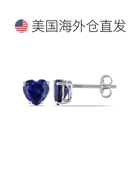 美国直邮自营mimi & max1 4/5 CT TGW 10K 白金心形创造蓝色蓝宝