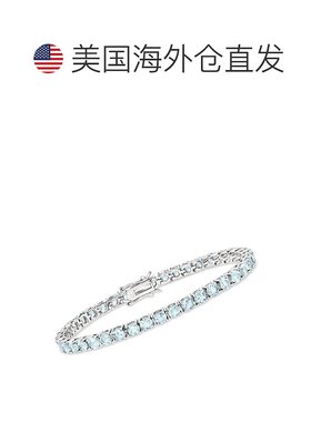 自营 925 纯银 Ross-Simons 天蓝色托帕石网球手链 - 8 英寸 美国