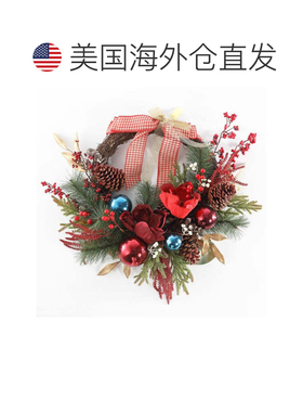 自营safavieh人造 28 英寸玉兰椭圆形花环带装饰品和蝴蝶结 - 多