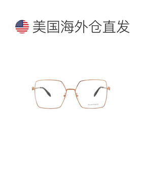 自营alexander mcqueen方形框架金属光学框架-棕色 美国奥莱直发