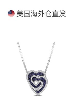 自营 925 纯银 Mimi & Max 互锁心形吊坠配链 - 蓝色 美国奥莱直