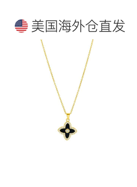 自营adornia14k Gold Plated Black Clover Necklace - black 美