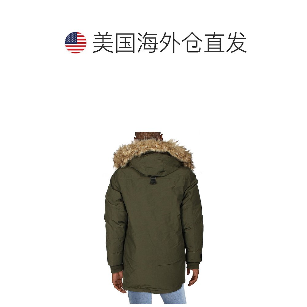 polo ralph lauren男士羽绒混纺连帽派克大衣 - 橄榄色 【美国奥