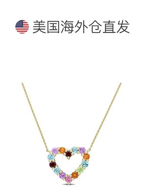 自营 mimi & max1 CT TGW 10k 金多色宝石敞开心形吊坠带链子 -